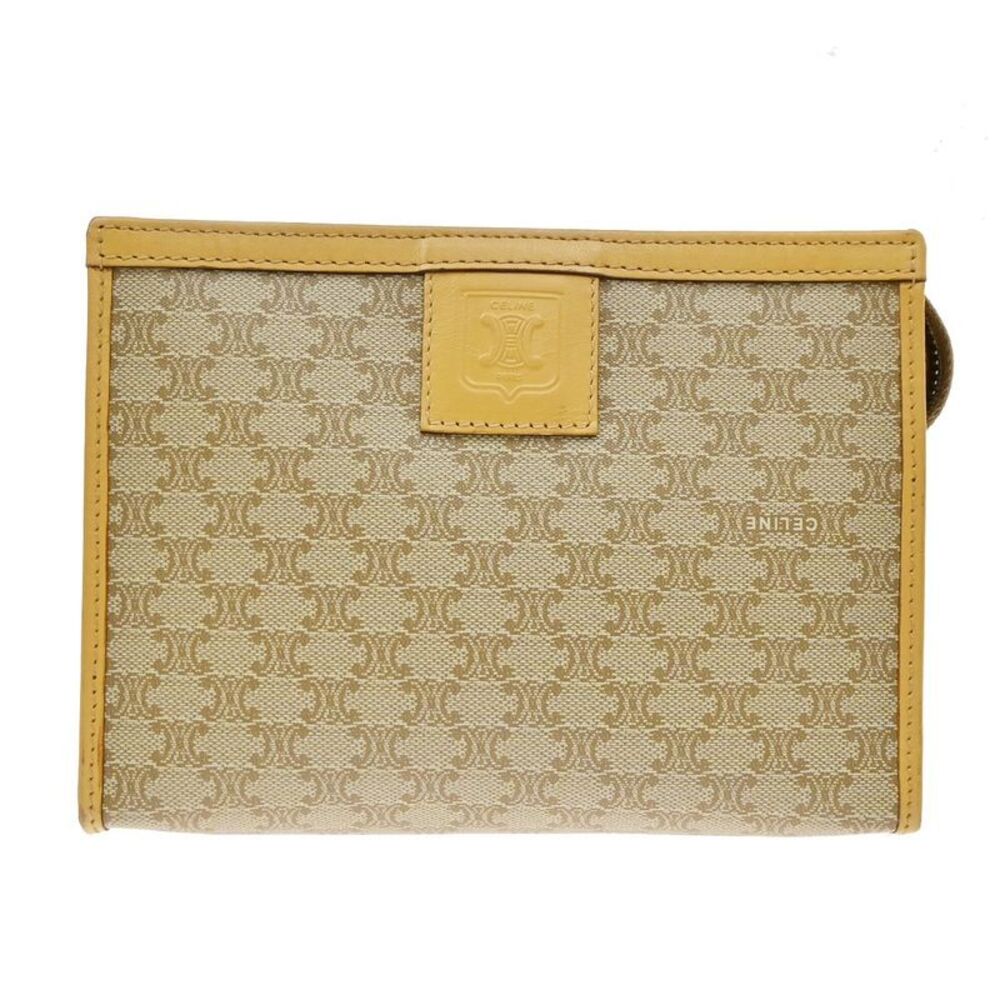 Celine Vintage Pochette Printed Canvas Beige Canvas Shoulder Bag Bag